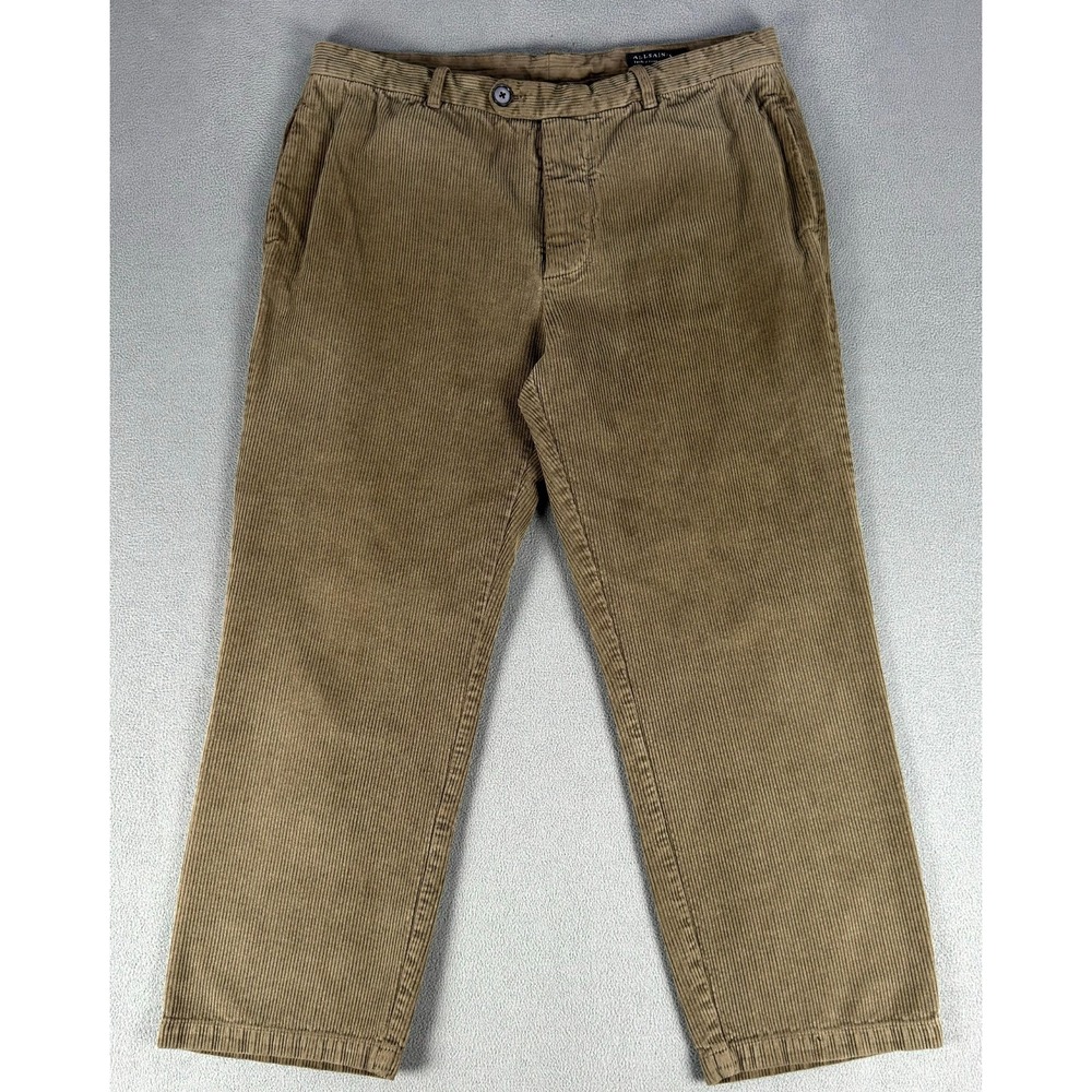 AllSaints Pants 34x27 Brown Corduroy Straight Fit Alternative Luxury Minimalist